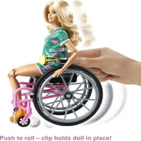 Barbie Fashionistas Doll kerekesszékkel és rámpával, trópusi ruhában kiegészítőkkel