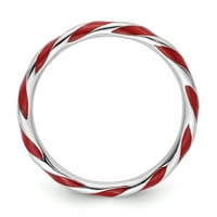 Ezüst Csavart Vörös Zománcozott Gyűrű