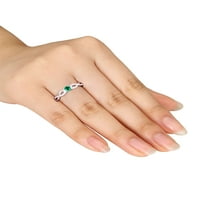 Carat T.G.W. Létrehozott smaragd és gyémánt-akcentus sterling ezüst ígéret gyűrű