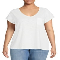 Terra & Sky Women's Plus méretű V-nyakú póló, 2 csomag