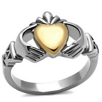 Luxe Ékszer tervez női Rózsa arany két tónusú Ionozott rozsdamentes acél szív alakú gyűrű méretű