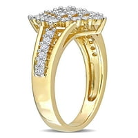 Carat T.W. Gyémánt 14KT sárga arany osztott szár klaszter gyűrű