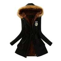 Guvpev Téli Női meleg kabát kapucnis kabát vékony téli felsőruházat kabátok-Khaki XXL