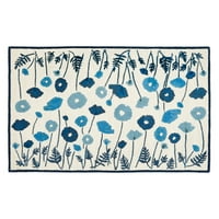 Martha Stewart Poppy Szószedet Virágos Terület Szőnyeg, Azurit Kék, 4 '6'