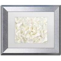 Védjegy Képzőművészet 'Fehér bazsarózsa virág' vászon Art készítette: Cora Niele, White Matte, ezüst keret