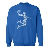 Shop4Ever férfi kosárlabda játékos Dunk Silhouette szó felhő Crewneck Pulóver kis Királykék