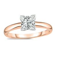 Ct. Hercegnő-vágott gyémánt pasziánsz eljegyzési gyűrű 14 k rózsa aranyban