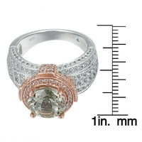 Kéttónusú sterling ezüst kerek 5. CTTW zöld ametisztgyűrű