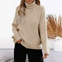 Őszi pulóverek nőknek grafikus Garbó pulóverek hosszú ujjú alkalmi túlméretezett pulóver pulóver kötött felsők Bézs
