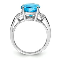Ezüst Ródium Svájci Kék Topáz Diam. Gyűrű