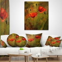 Designart akvarell mákvirágok - Virágos dobás párna - 12x20