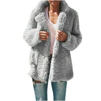 Női polár kardigán hajtóka Hosszú ujjú kabát Alkalmi Téli meleg Dzsekik Egyszínű kabát zsebekkel