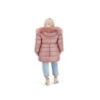 Jessica Simpson Puffer kabát nőknek-Steppelt téli kabát w Fau szőrme kapucnival