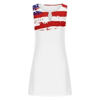 Női Függetlenség Napja Sundress Clearance divatos amerikai zászló nyomtatás Boho Mini ruha Slim Fit Ujjatlan gyűrű