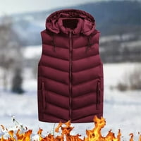 Yubnlvae kabátok férfiaknak férfi őszi & téli Egyszínű Ujjatlan cipzáras kapucnis mellény Parkas piros