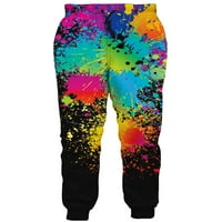 Férfi nők 3d nyomtatott fröccs bő Jogger nadrág hűvös aktív sport Sweatpants Fekete M