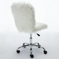 Fau szőrme kar nélküli irodai szék lány számára, Aufka sminkes szék 360 fokos forgó bázissal, fehér kárpitozott irodai