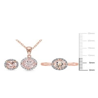 2- Carat T.G.W. Morganite és Carat T.W. Diamond Rose ródiummal bevont ezüst ezüst 3-PC csepp medál lánccal, fülbevalókkal