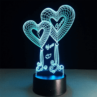 Dupla szív léggömb Szeretlek 3D optikai illúzió érintőgomb színváltó LED éjszakai fény asztali lámpa