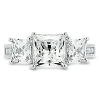 Jay Heart Designs sterling ezüst hercegnő vágott három kő szimulált fehér gyémánt gyűrű