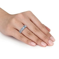 Miabella női 2-CT London svájci és kék topaz sterling ezüst félig állandó évforduló gyűrű