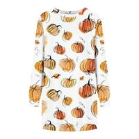 YanHoo őszi Halloween ruhák nőknek hosszú ujjú póló ruha Crewneck Pulóver pulóver Midi ruha zsebekkel