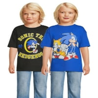 Sonic the Hedgehog Boys Collegiate Grafikus rövid ujjú póló, 2-csomag, méret 4-18