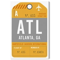 Wynwood Studio Cities and Skylines Wall Art vászon nyomatok 'Atlanta poggyász címkéje' Egyesült Államok városok - narancs,