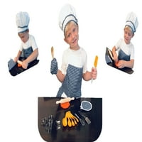 Szakács készlet ajándékcsomag-teljes gyerekek sütés-főzés készlet kötény, szakács kalap, Főzőkesztyű, forró pad, és