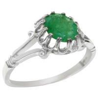 Brit készült 10k fehér arany természetes smaragd Női eljegyzési gyűrű - méret opciók-Méret 7