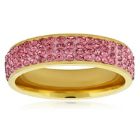 Part menti ékszerek rózsaszín kristálykövek aranyozott rozsdamentes acél gyűrű