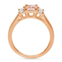 1.82 ct smaragd vágott rózsaszín szimulált gyémánt 14K rózsa arany évforduló eljegyzési kő gyűrű mérete 10.25