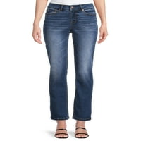 Az idő és a Tru Női Közép-Rise Straight Jeans, 29 Indeam a szokásos, 2-18 méretű méretre