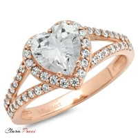 1. ct szív vágott valódi valódi természetes gyémánt VS1-VS G-H 14k Rózsa arany Halo ígéret esküvői nyilatkozat eljegyzési