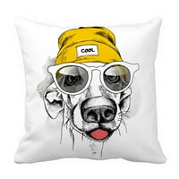 Portré kutya sárga csípő kalap szemüveg párnahuzat párnahuzat párnahuzat