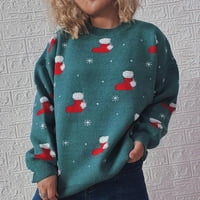 Női karácsonyi kötött pulóver Hosszú ujjú Legénység nyak nyomtatott pulóver kötöttáru alkalmi őszi téli Jumper felső