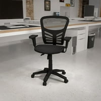 Flash bútorok Nicholas Mid-Back Átlátszó Fekete Háló többfunkciós Executive forgatható ergonomikus irodai szék állítható
