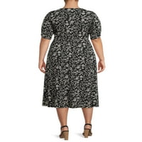 Terra & Sky Women's Plus méretű V-nyakú wrap ruha