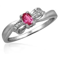 0. Carat T.G.W. Rózsaszín topaz drágakő és fehér gyémánt akcentus gyűrű