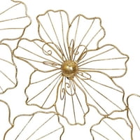 DecMode Arany Fém Fóliás Huzal Virágos Fali Dekoráció