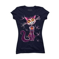 Halloween cat and birds Juniors piros grafikus póló-az emberek XL tervezése