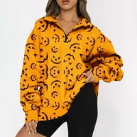 FeternalWomen ' s Fashion Daily sokoldalú alkalmi fél Zip Crewneck pulóverek hosszú ujjú nyomtatott felső pulóverek