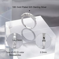 Moissanite esküvői zenekar 18K Fehér Aranyozott ezüst jegygyűrű 0,7 ct D színű VVS Lab létrehozott gyémánt fél örökkévalóság