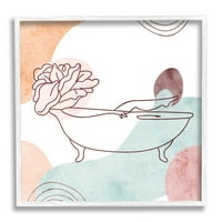 Pasztell geometriai fürdőkád virág botanikai és virágos grafikus művészet fehér keretes művészeti nyomtatási fal művészet