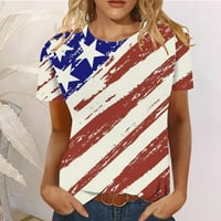 Yyeselk USA zászló póló nőknek július 4. Emléknap ajándék Blúzok alkalmi rövid ujjú Kerek nyakú Amerikai büszke nyári