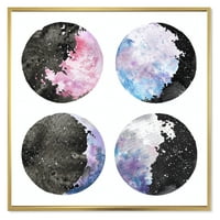 Designart 'Hold fázisok égboltdal és csillagokkal' Bohemian és eklektikus keretes vászon Wall Art Print