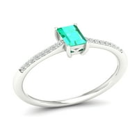 Imperial Gemstone 10K fehér arany nyolcszög vágott smaragd ct tw gyémánt női divatgyűrű