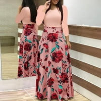 Hüvely Alkalmi Ruha Női Virágos hosszú ruha divat Boho hosszú női nyomtatás női ruha női Molett méretű ruhák Rózsaszín