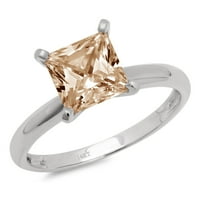 1ct hercegnő vágott pezsgő szimulált gyémánt 18K fehér arany évforduló eljegyzési gyűrű mérete 7.75