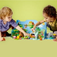 DUPLO Wild Animals of South America oktatási készlet-Játékállatfigurákkal és dzsungel Playmat-Tal, korai tanulási és